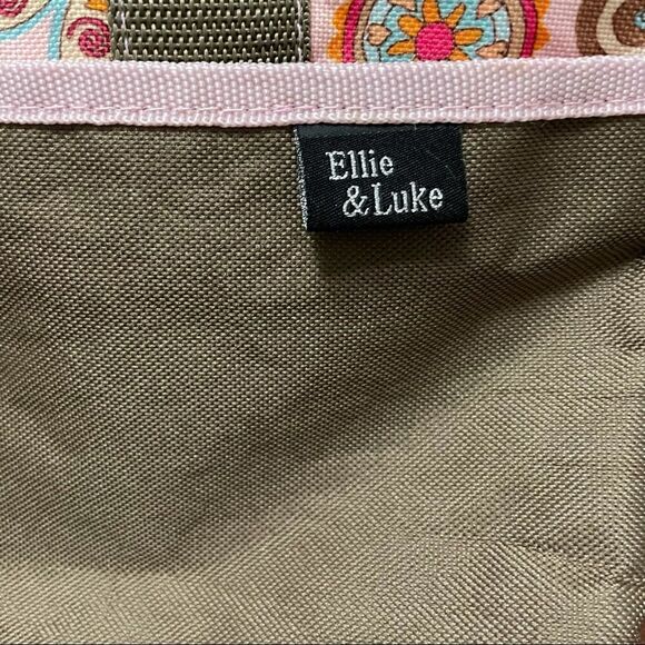 Ellie & Luke Diaper Bag Pink and Khaki Flowers and Hearts - Picture 2 of 12